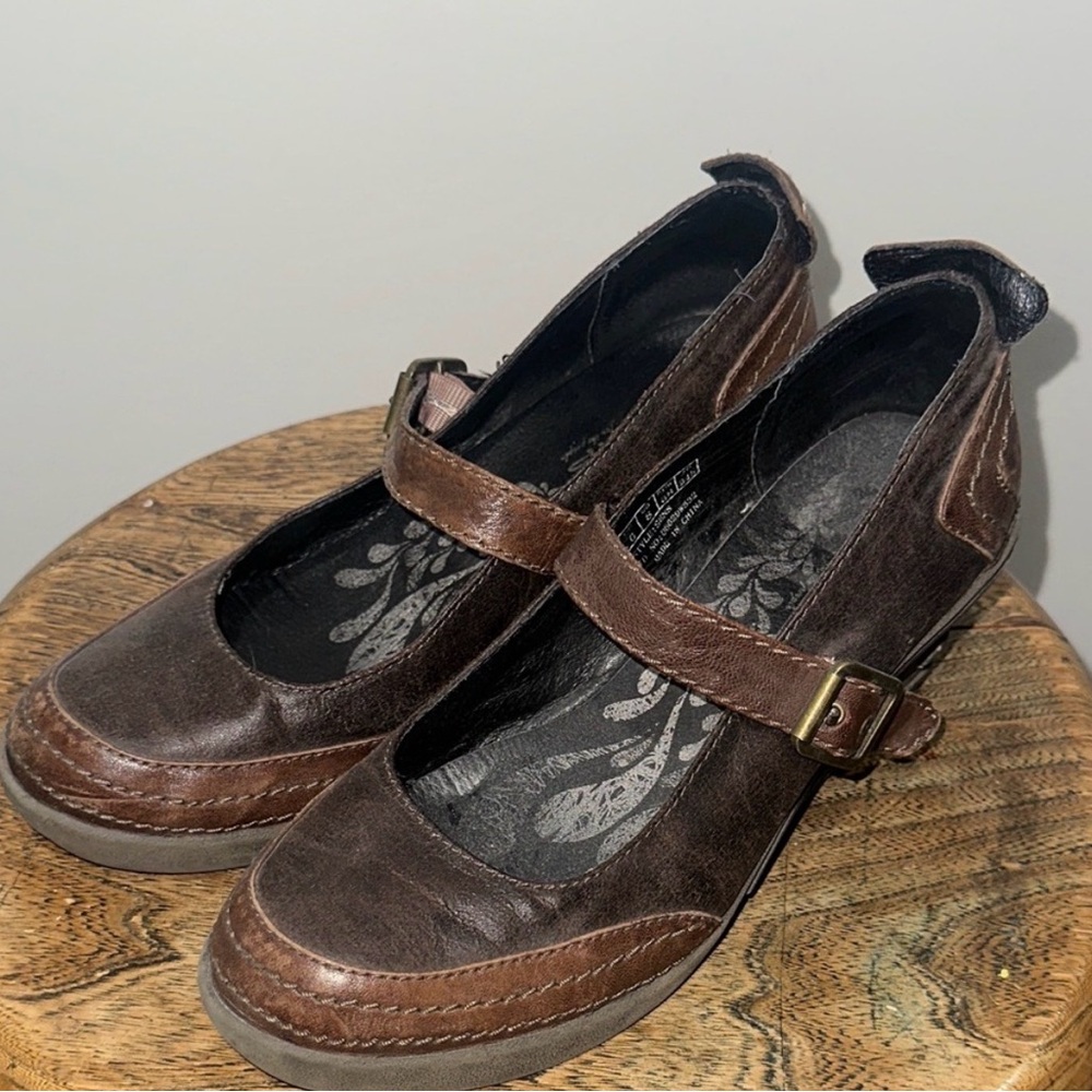Dark Brown Wedge Mary Jane Shoes